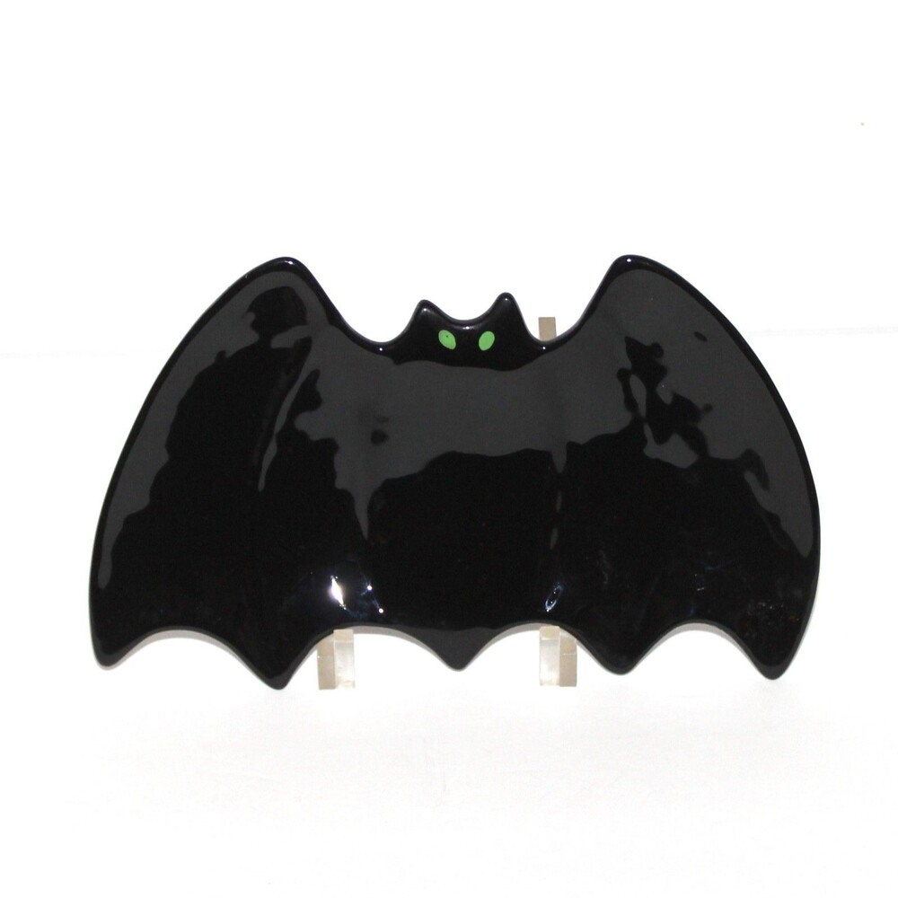 Black Bat Dish ceramic Halloween Decor Boston Warehouse